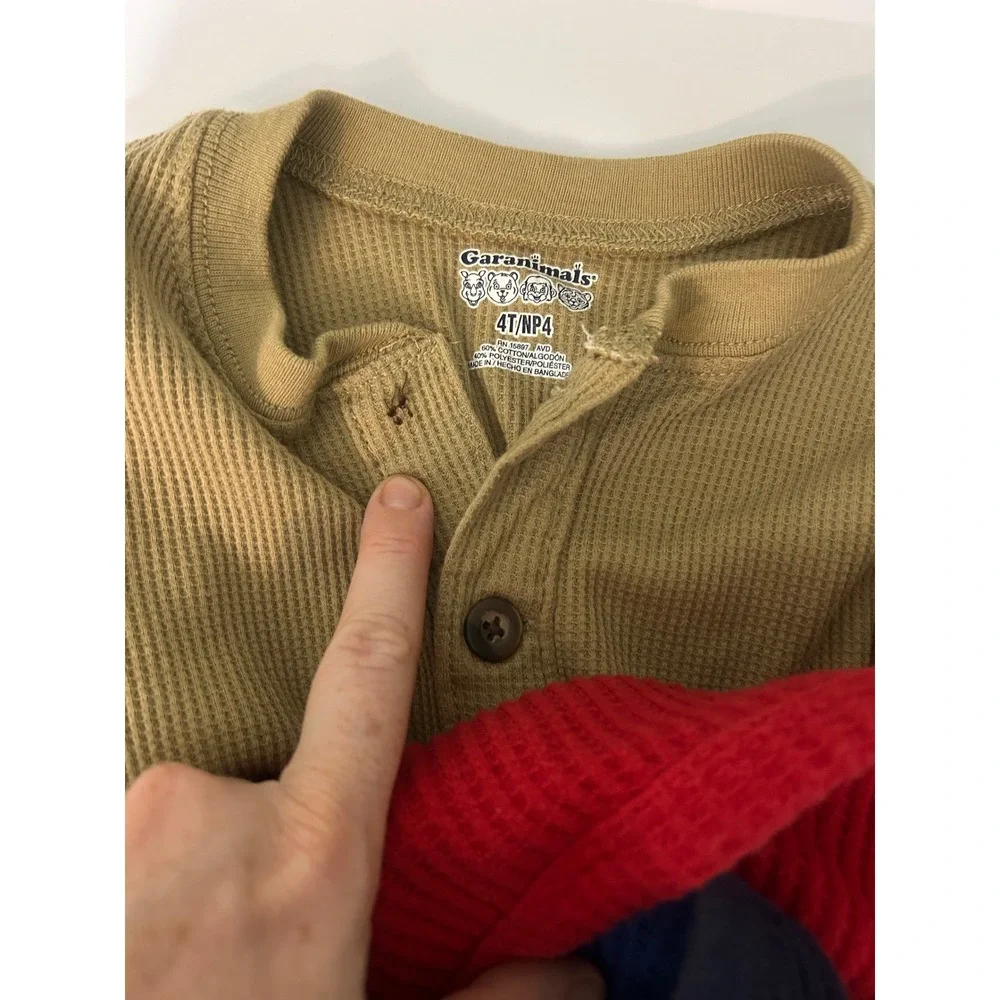 Boys Bundle of 3 Long Sleeve Henley Shirts Size 4T Waffle Thermal